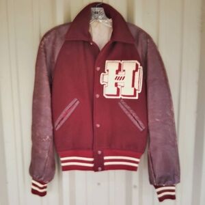 Women's Vintage Maroon Cheerleader Varsity Jacket Cheerleading Size Small